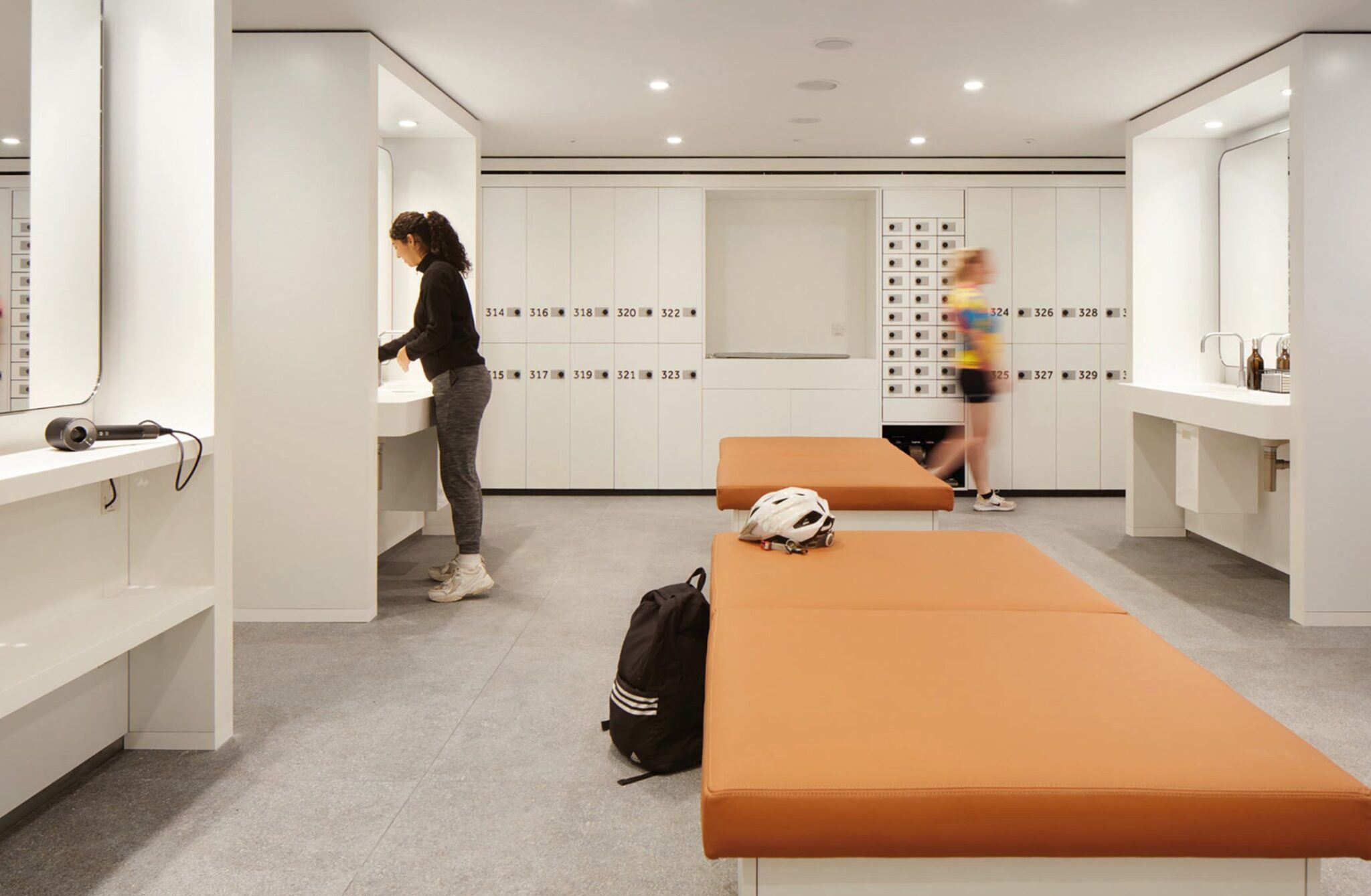 Changing rooms with lockers and showers